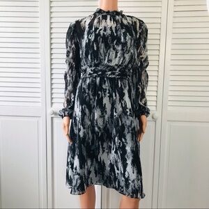 SIMPLY VERA VERAWANG Gray Black Mock Neck Long Sleeve Dress Size Small